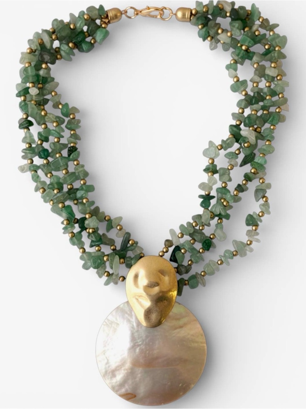 NWT Handmade Mother of Pearl Statement Necklace Coastal Luxe Resort Jewelry